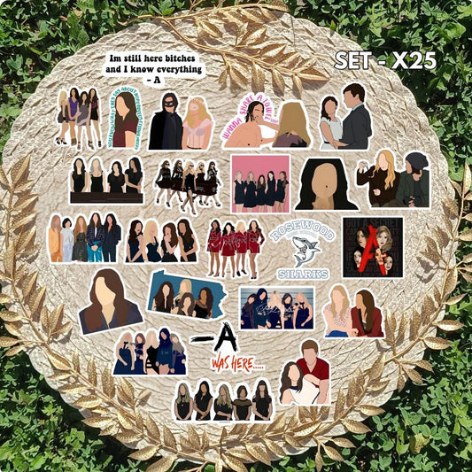 Zestaw naklejek Słodkie Kłamstewka / Pretty Little Liars – Aria, Hanna, Spencer, Emily