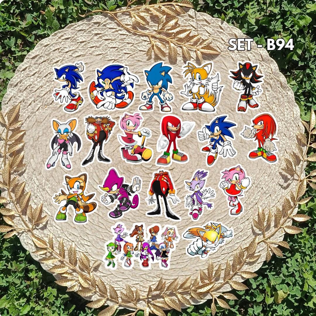 Zestaw naklejek - inspirowany Sonic the Hedgehog