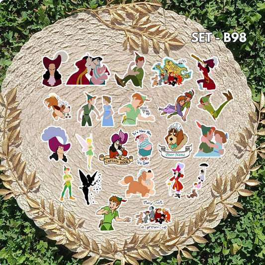 Peter Pan Sticker Set - Peter Pan, Tinker Bell, Wendy, Captain Hook