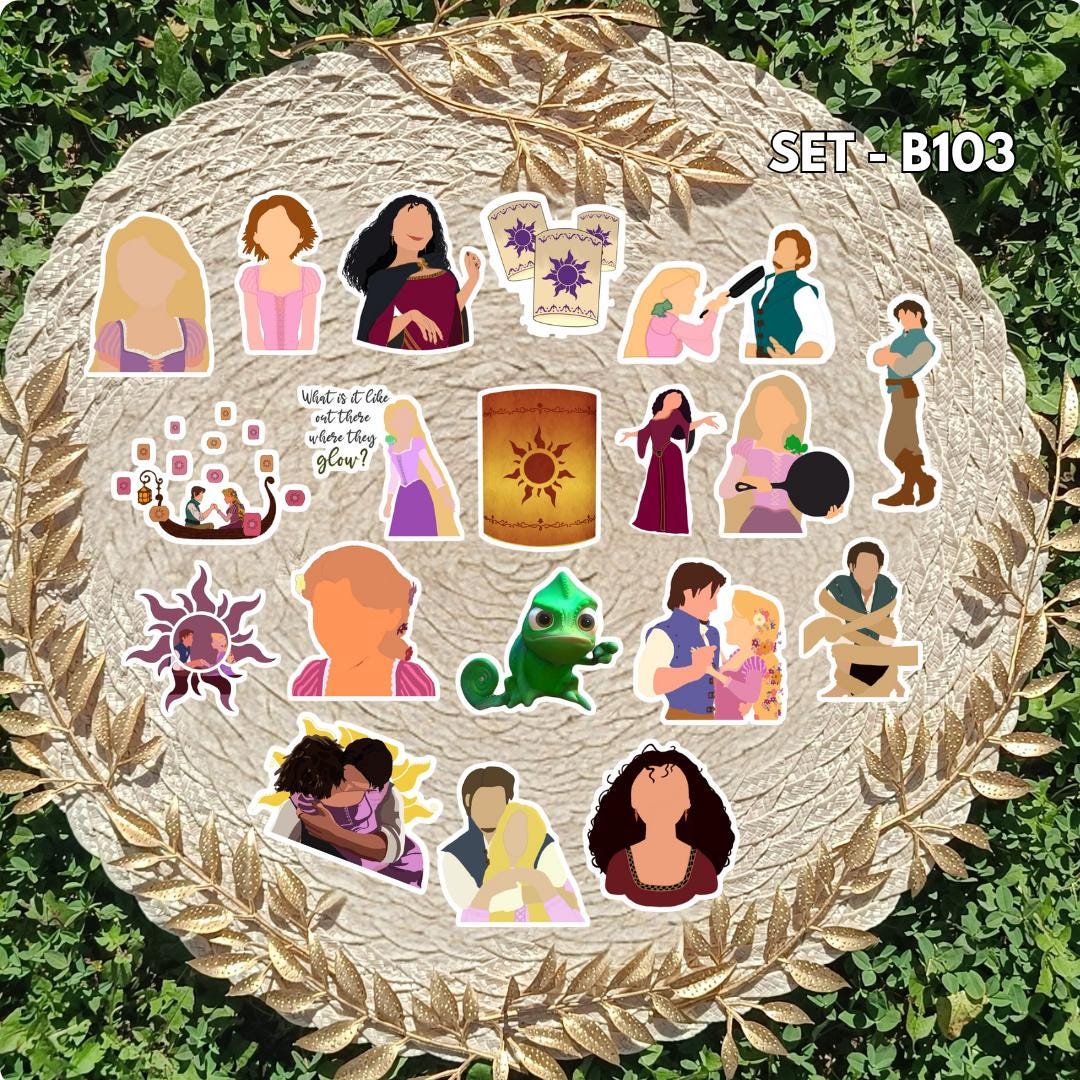 Tangled Sticker Set – Rapunzel, Flynn Rider, Pascal