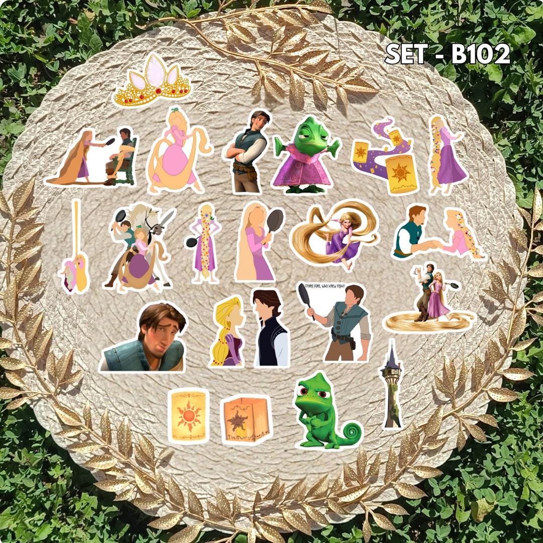 Tangled Sticker Set – Rapunzel, Flynn Rider, Pascal