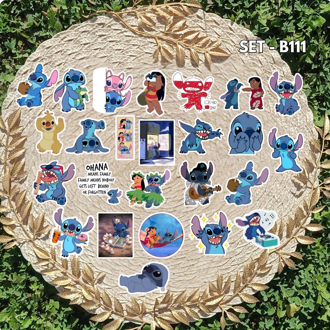Zestaw naklejek - inspirowany Lilo i Stitch