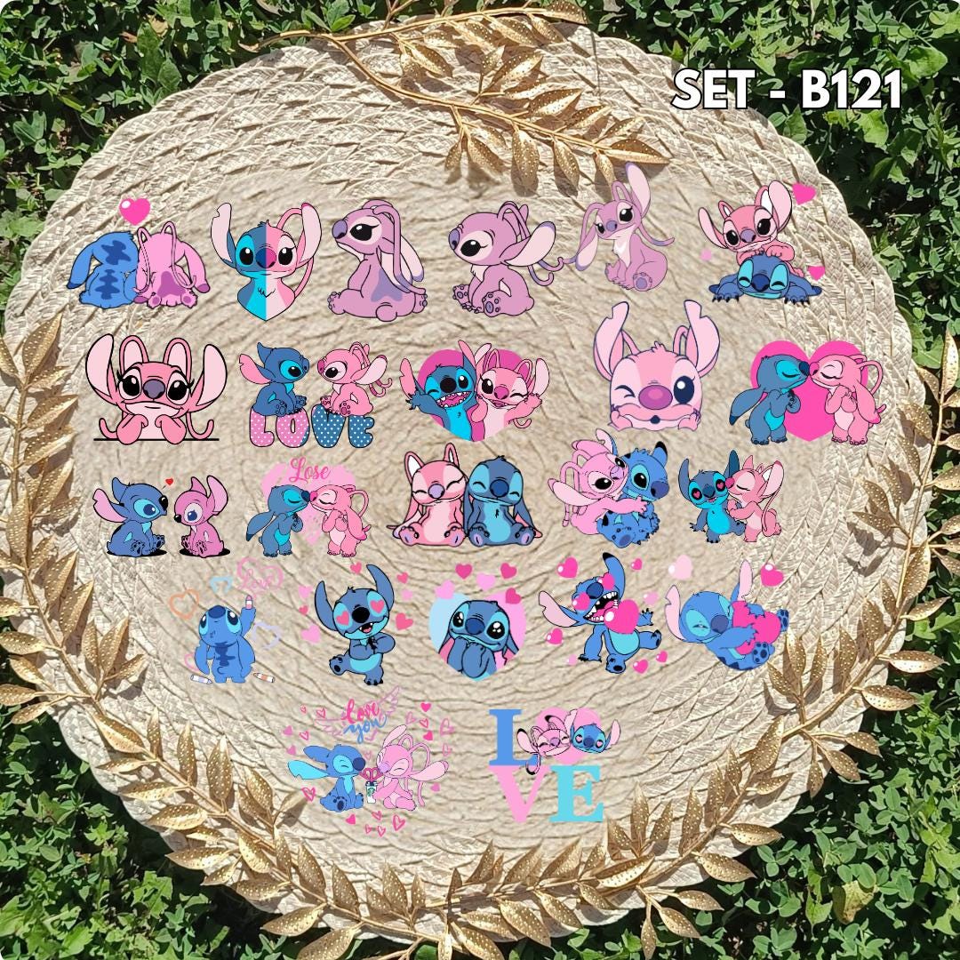 Zestaw naklejek Lilo i Stitch / Lilo & Stitch – Stitch, Angel, Ohana