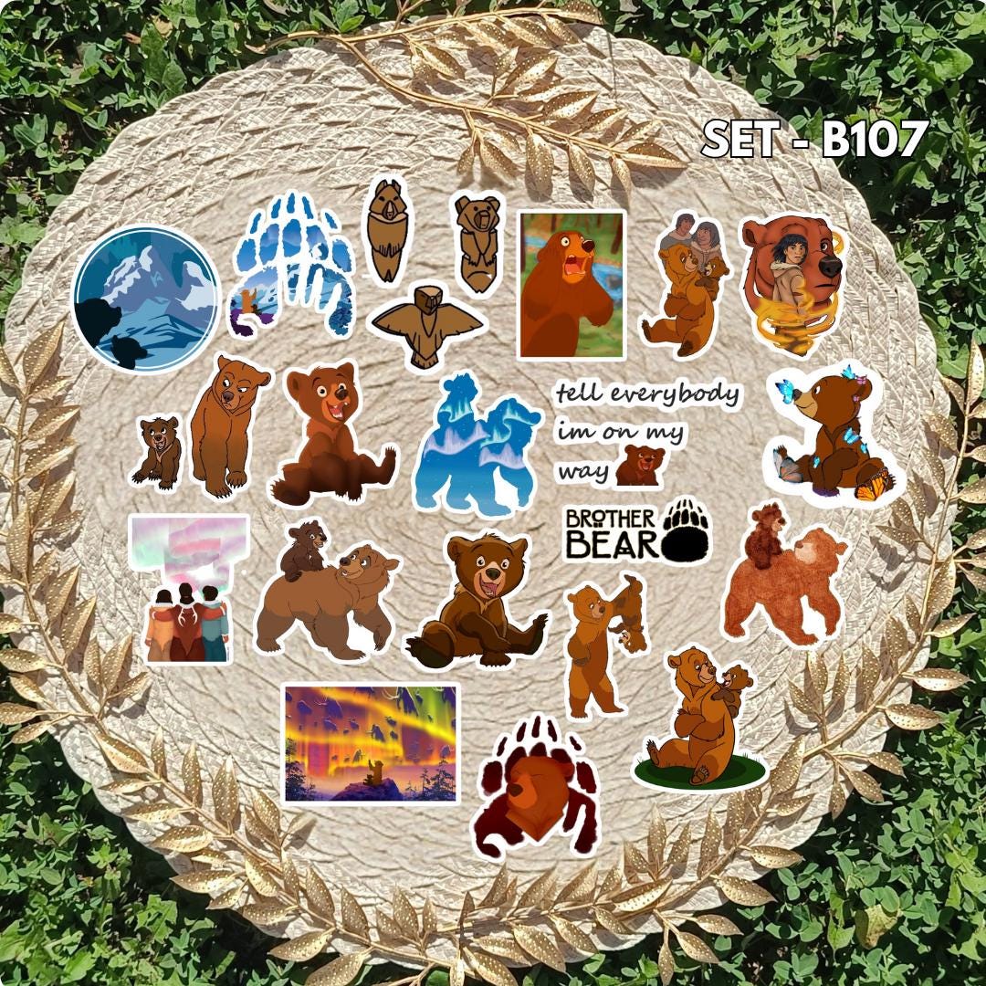 Brother Bear Inspired Sticker Pack | Koda, Kenai & Denahi Fan Art Vinyl Stickers