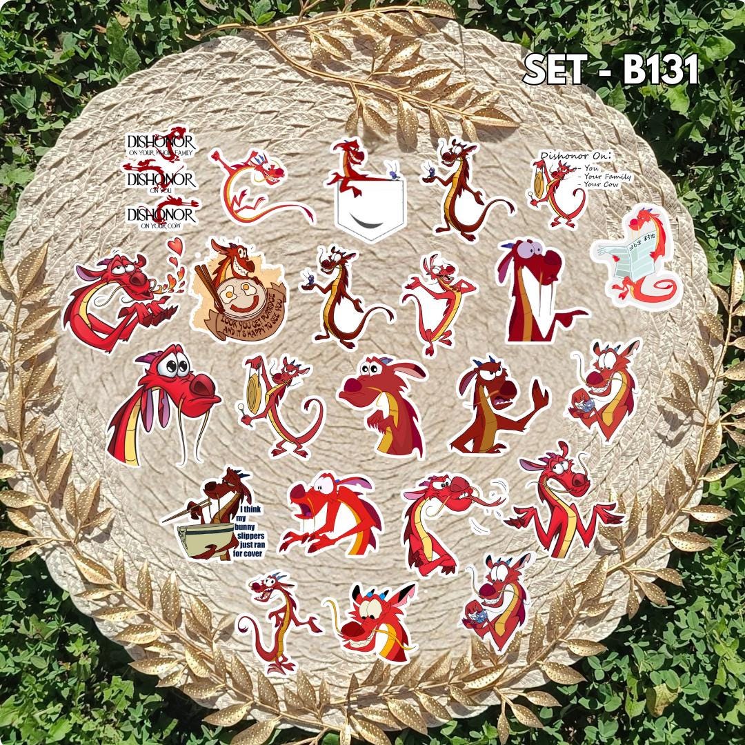 Mulan-Inspired Sticker Pack | Mushu, Li Shang & Disney-Inspired Vinyl Stickers | Aesthetic Handmade Sticker Set