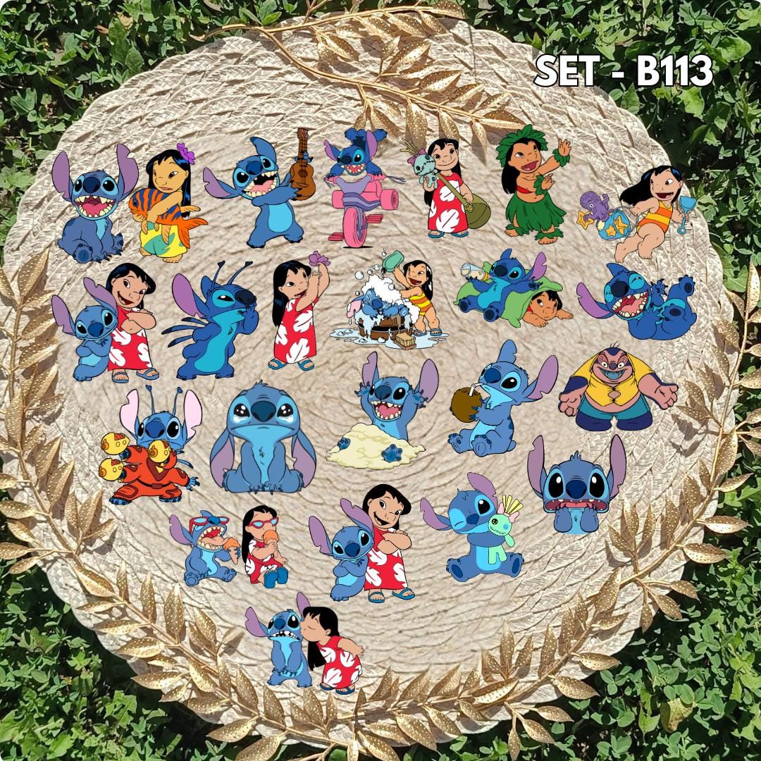 Zestaw naklejek Lilo i Stitch / Lilo & Stitch – Stitch, Angel, Ohana