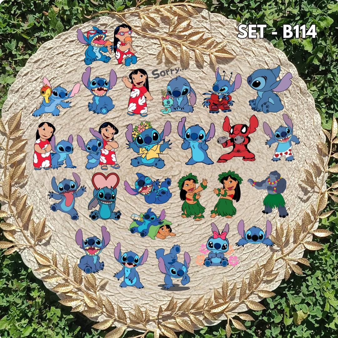 Zestaw naklejek Lilo i Stitch / Lilo & Stitch – Stitch, Angel, Ohana