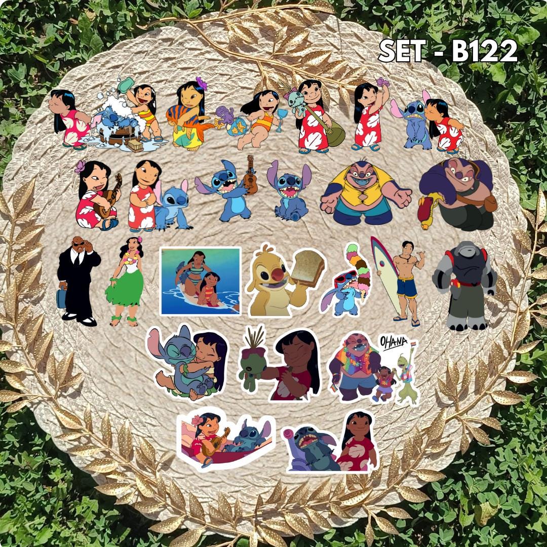 Zestaw naklejek Lilo i Stitch / Lilo & Stitch – Stitch, Angel, Ohana