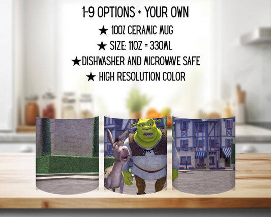 Ceramic mug Shrek / Shrek - Shrek, Fiona and Donkey