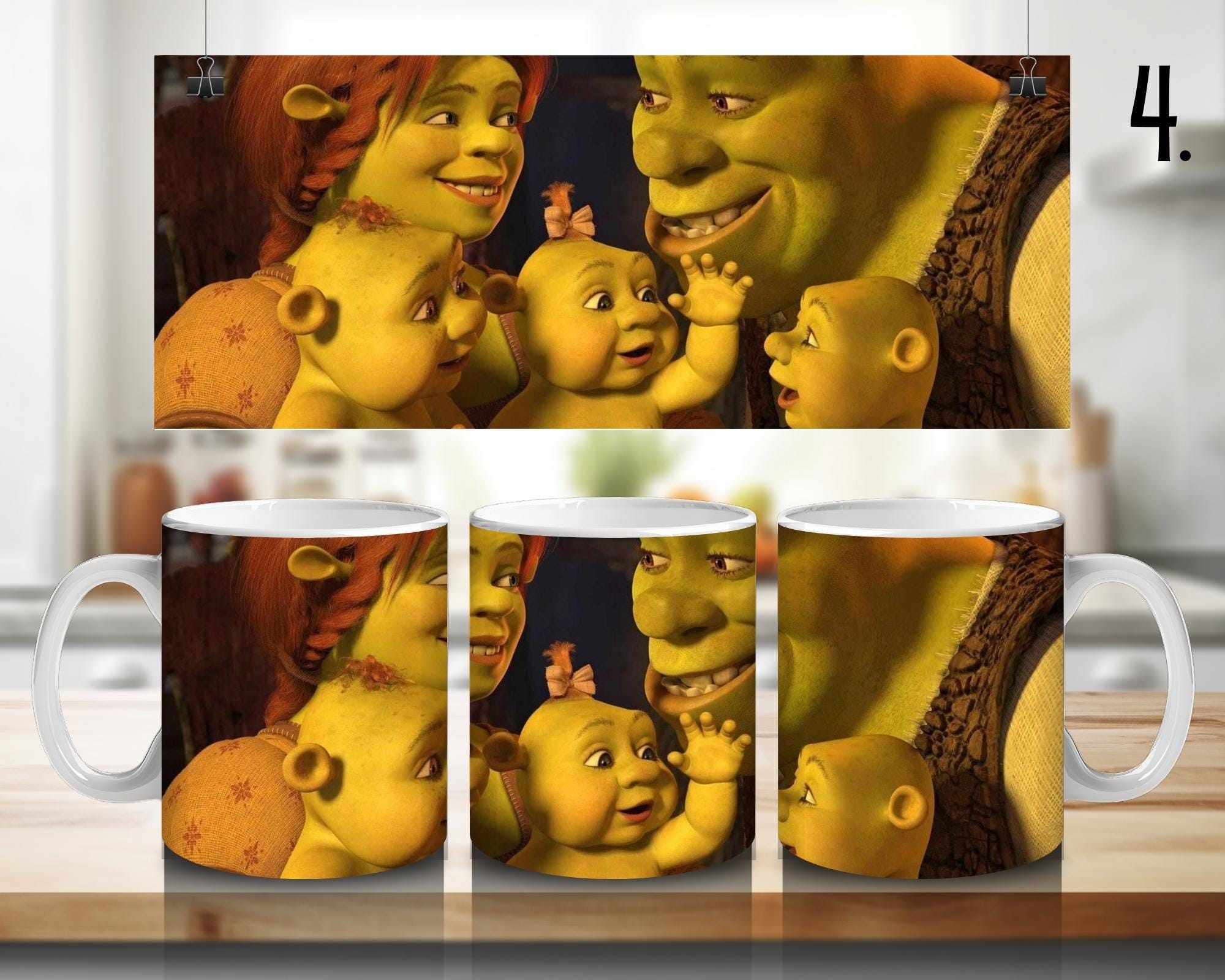 Shrek, Fiona, Donkey, Disney Pack | 100% CERAMIC MUG, 11Oz = 330ml