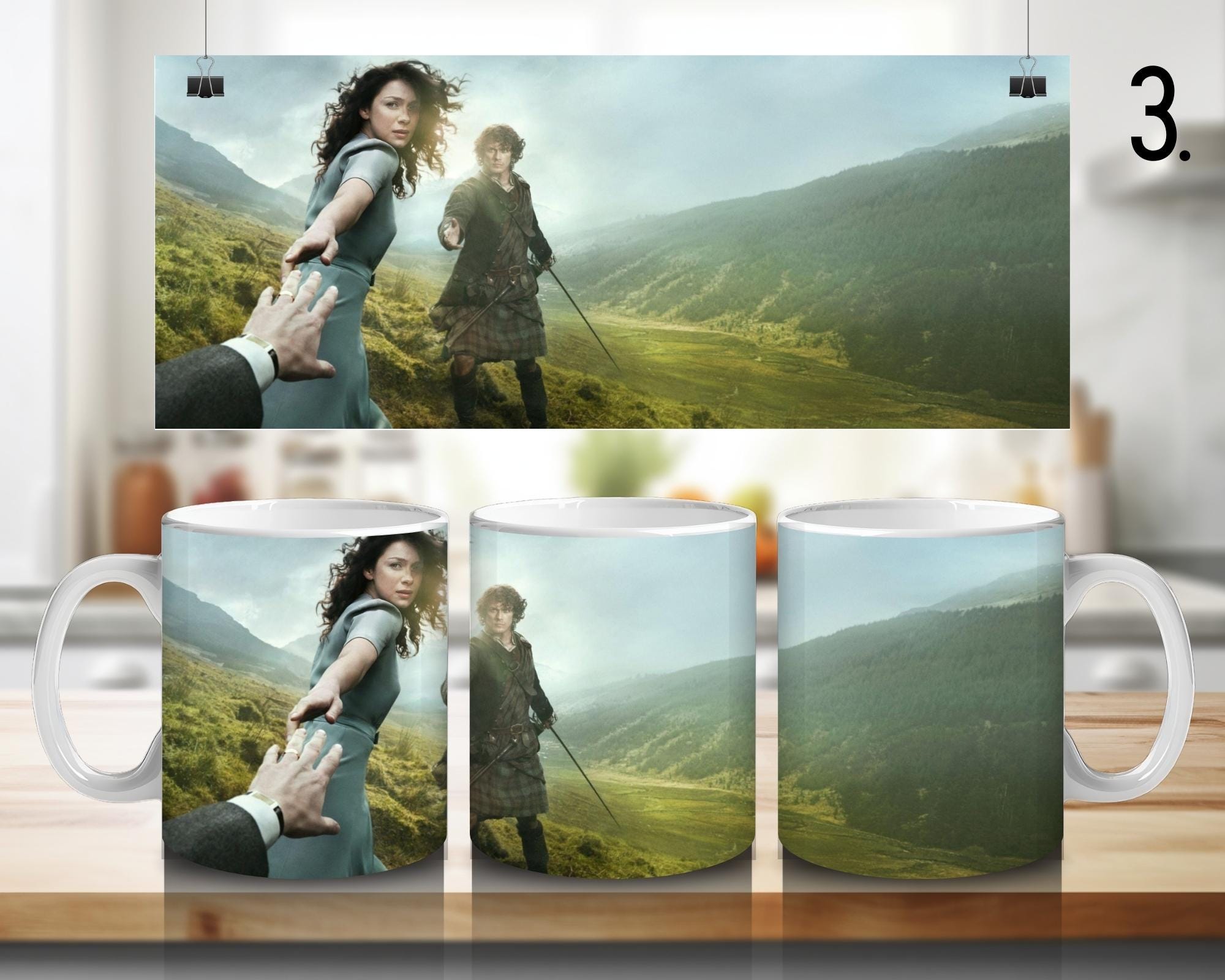 Outlander, Claire Randall, Jamie Fraser, Frank Randall, Murtagh Fitzgibbons, Brianna Randall Fraser | 100% CERAMIC MUG, 11Oz = 330ml