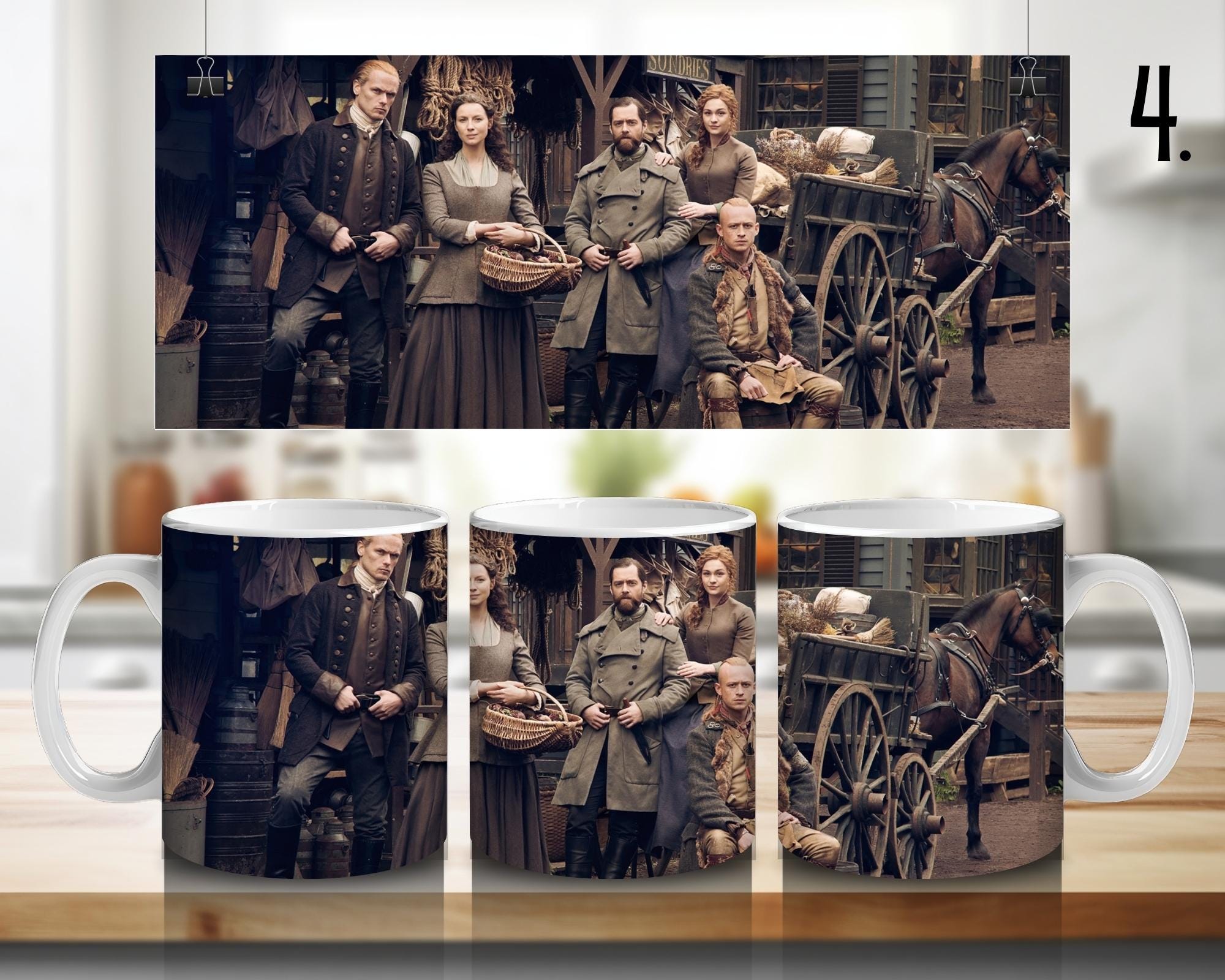 Outlander, Claire Randall, Jamie Fraser, Frank Randall, Murtagh Fitzgibbons, Brianna Randall Fraser | 100% CERAMIC MUG, 11Oz = 330ml