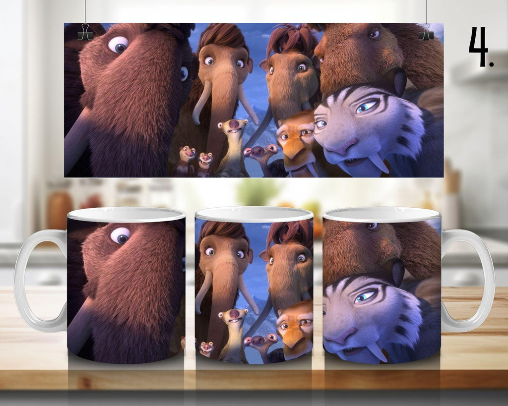 Ice Age, Disney Pack, Manfred "Manny", Sidney "Sid", Diego, Ellie, Crash and Eddie, Peaches | 100% CERAMIC MUG, 11Oz = 330ml