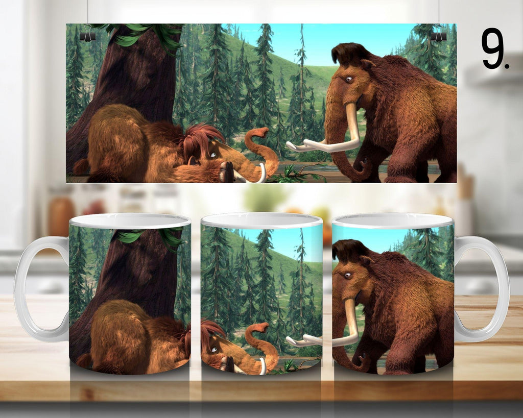 Ice Age, Disney Pack, Manfred "Manny", Sidney "Sid", Diego, Ellie, Crash and Eddie, Peaches | 100% CERAMIC MUG, 11Oz = 330ml
