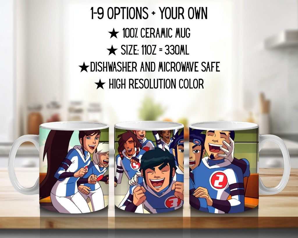 Galactik Football, D'Jok, Aarch, Ahito, Micro-Ice, Rocket, Tia, Thran, Mei, Snow Kids, Paradisian, Akillians  100% CERAMIC MUG, 11Oz = 330ml