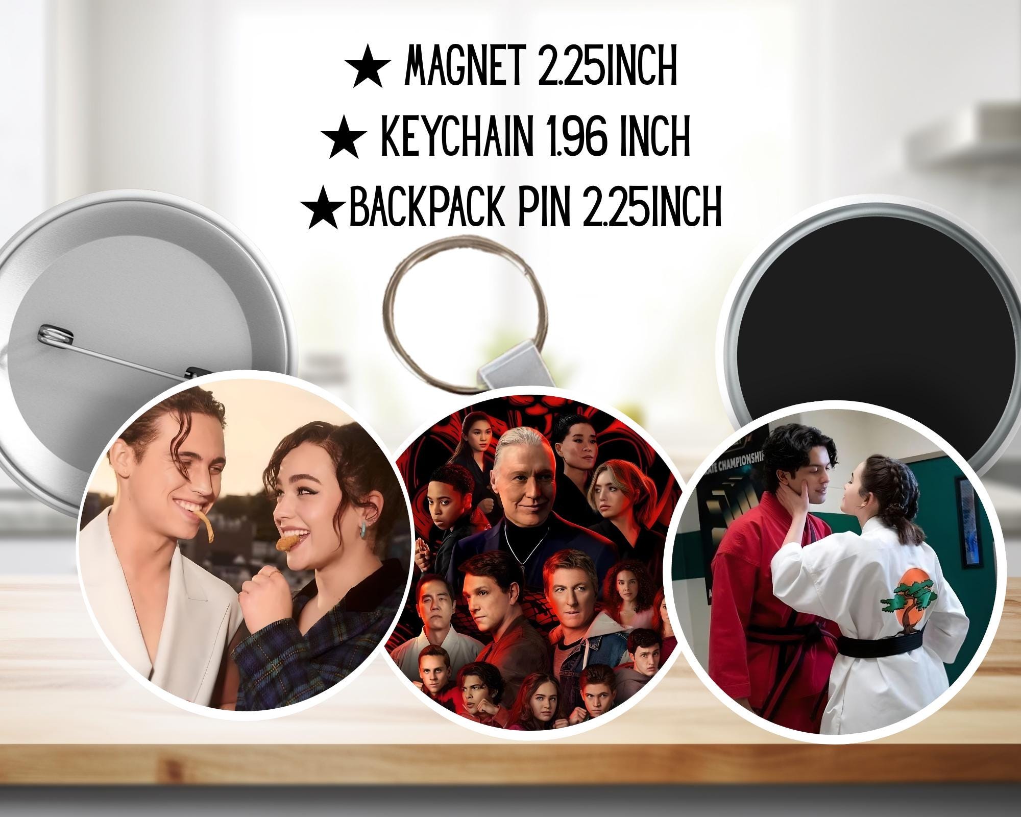 Cobra Kai, Miyagi-do, Johnny Lawrence, Daniel LaRusso, Miguel Diaz, Robby Keene, Samantha LaRusso, Tory Nichols | PINS, KEYCHAIN, MAGNET