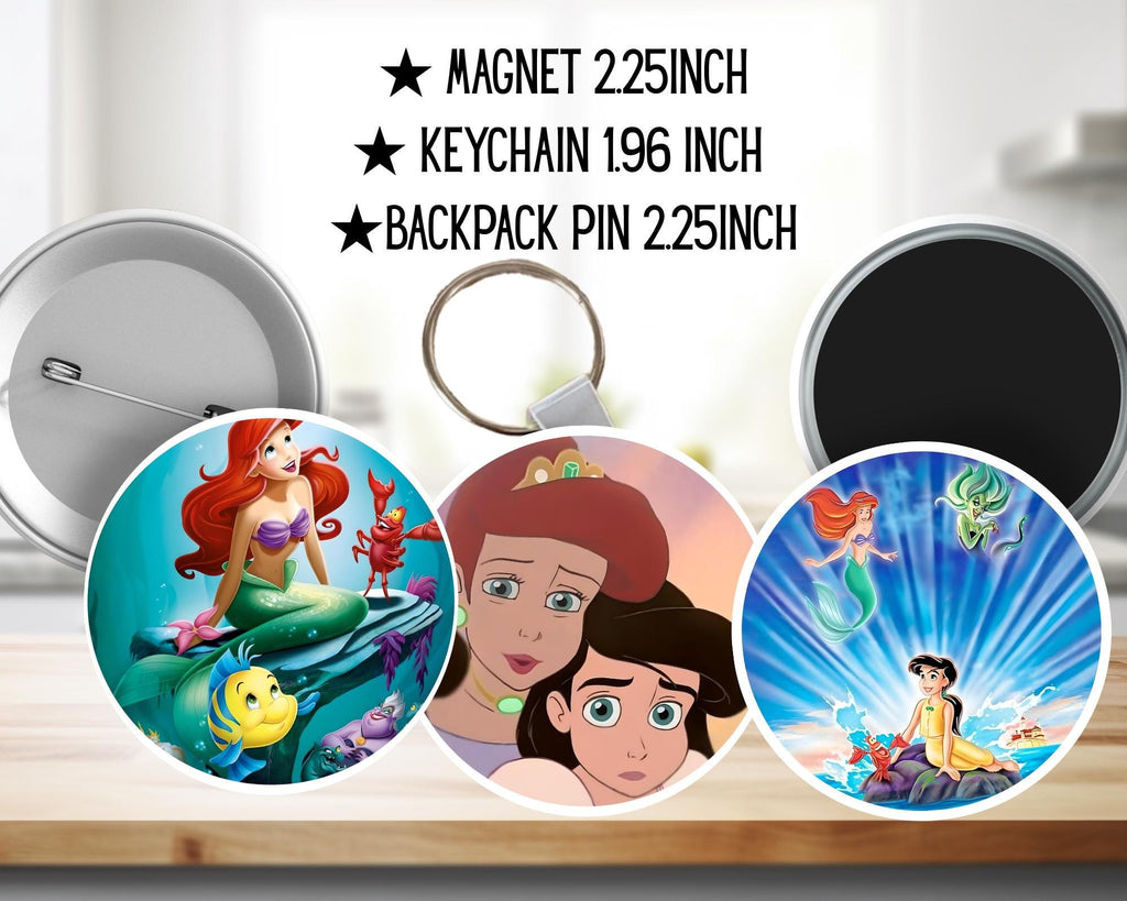The Little Mermaid Disney Pack, Ariel, Melody | PINS, KEYCHAIN, MAGNET