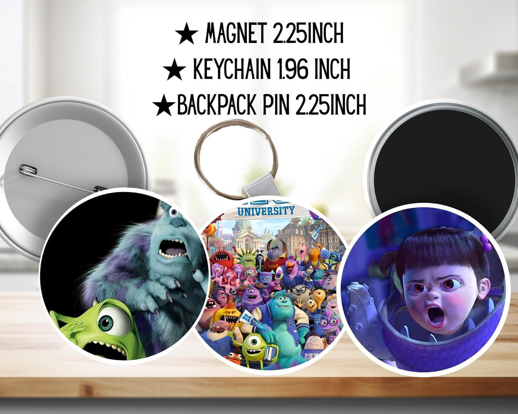 Monsters, Inc. Disney Pack, Mike, Sulivan | PINS, KEYCHAIN, MAGNET