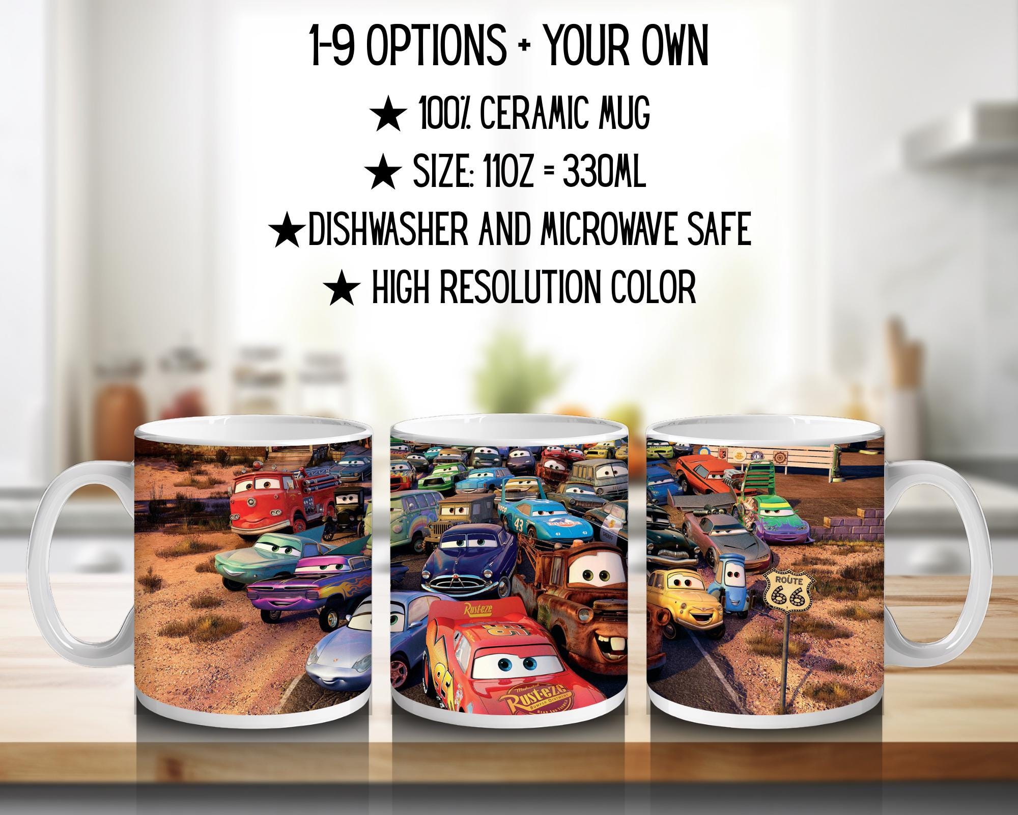 Cars, Lightning McQueen, Disney Pack | 100% CERAMIC MUG, 11Oz = 330ml