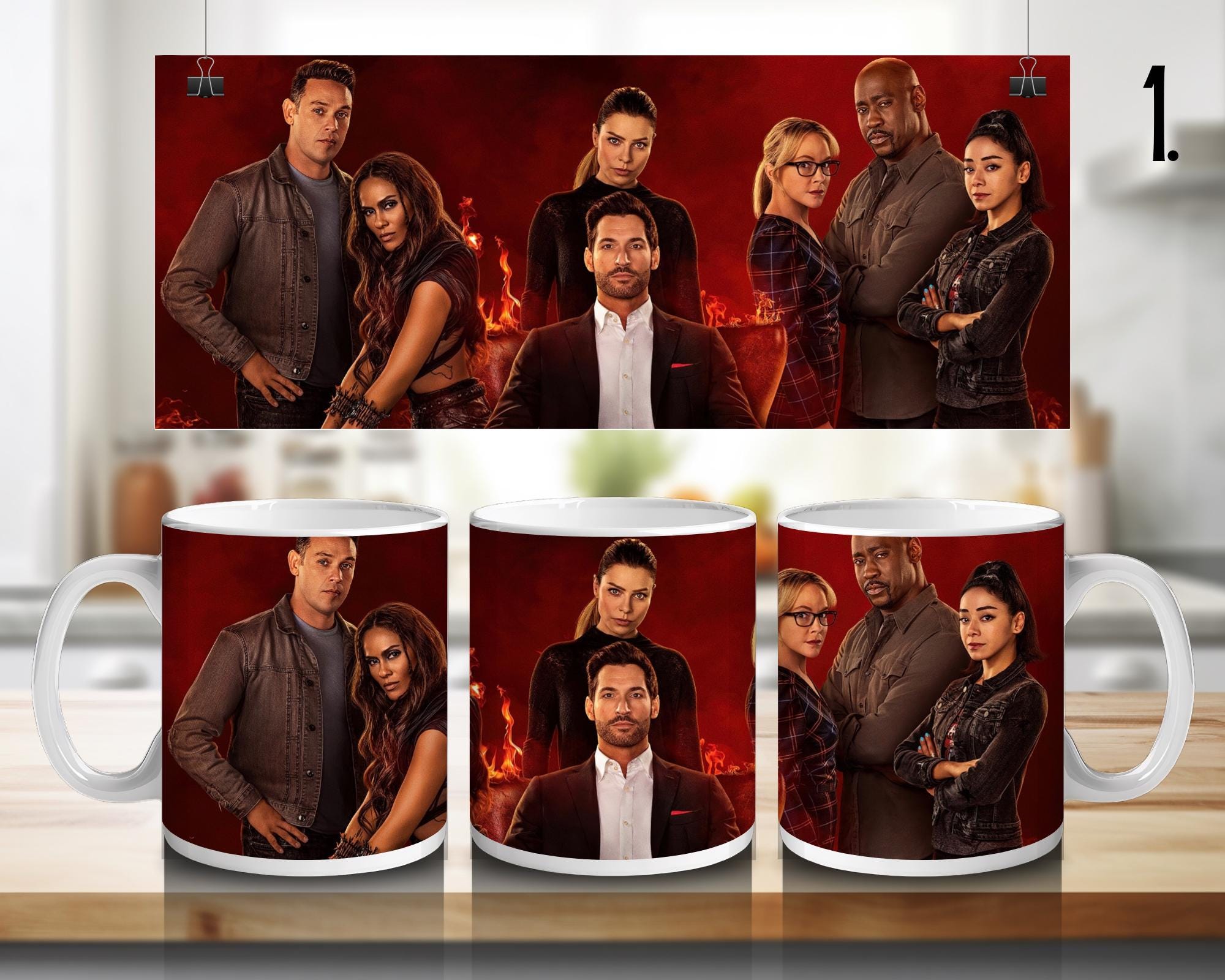Lucifer, Chloe Decker, Mazikeen, Amenadiel, Dr Linda, Ella Lopez, netflixseries | 100% CERAMIC MUG, 11Oz = 330ml