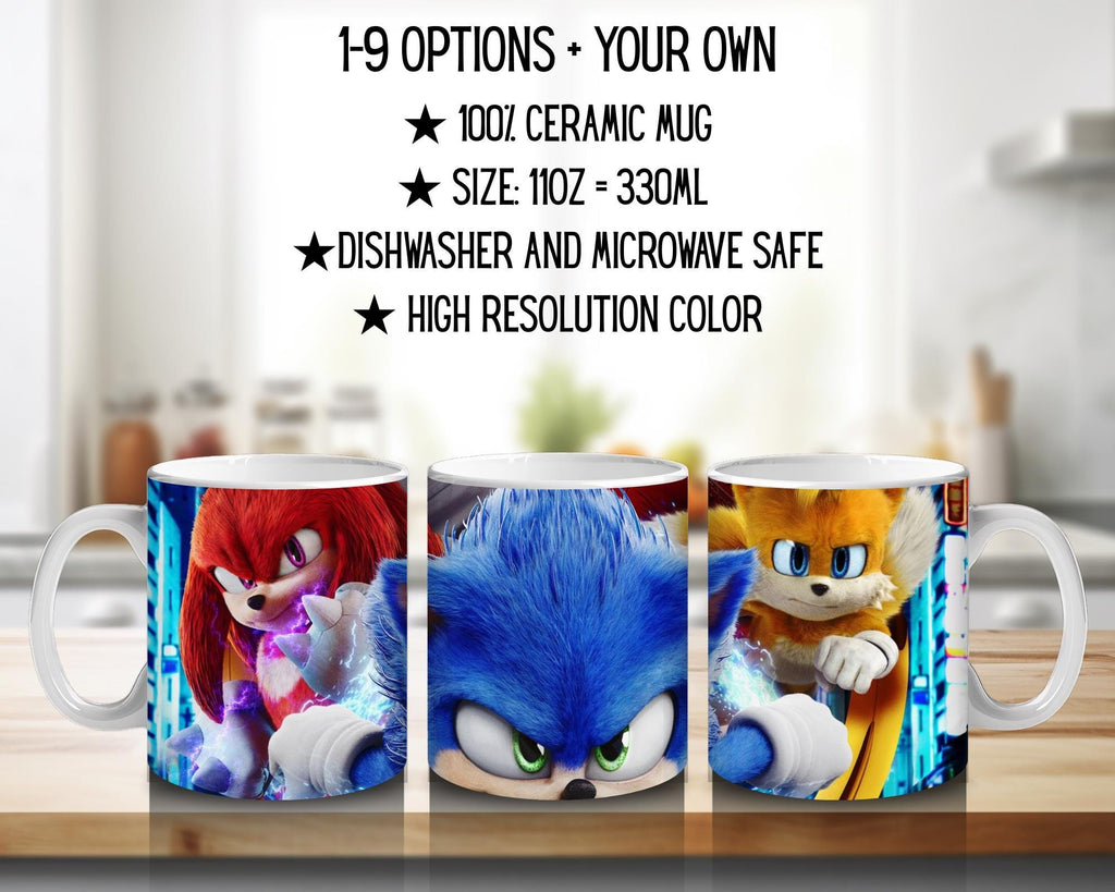 Sonic the Hedgehog, Sonic, Shadow, Knuckles, Tails, Dr Eggman | 100% CERAMIC MUG, 11Oz = 330ml