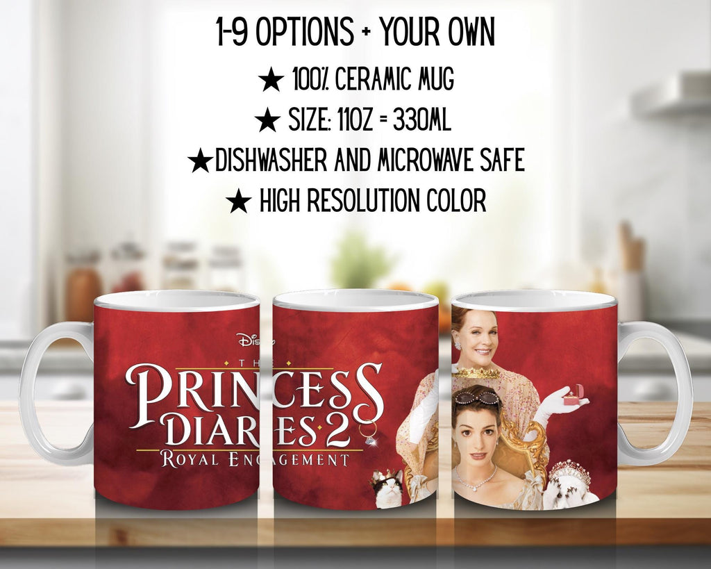 The Princess Diaries, Mia Thermopolis, Queen Clarisse Renaldi, Nicholas Devereaux, Helen Thermopolis | 100% CERAMIC MUG, 11Oz = 330ml
