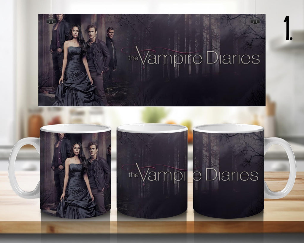 The Vampire Diaries, Damon Salvator, Stefan, Bonnie Bennett, Caroline Forbes, Elena Gilbert, Tyler | 100% CERAMIC MUG, 11Oz = 330ml
