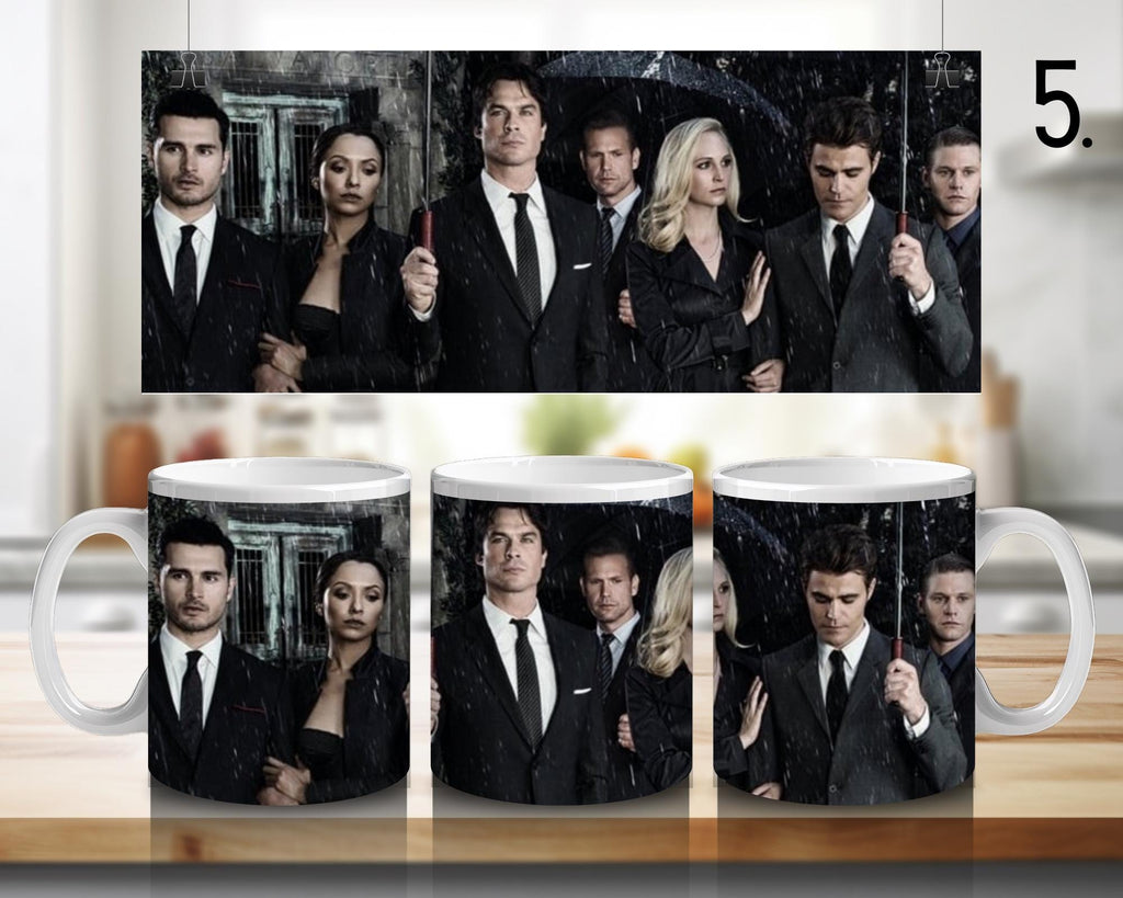 The Vampire Diaries, Damon Salvator, Stefan, Bonnie Bennett, Caroline Forbes, Elena Gilbert, Tyler | 100% CERAMIC MUG, 11Oz = 330ml