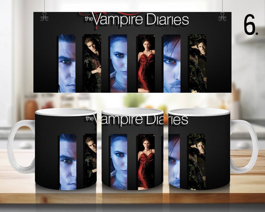 The Vampire Diaries, Damon Salvator, Stefan, Bonnie Bennett, Caroline Forbes, Elena Gilbert, Tyler | 100% CERAMIC MUG, 11Oz = 330ml