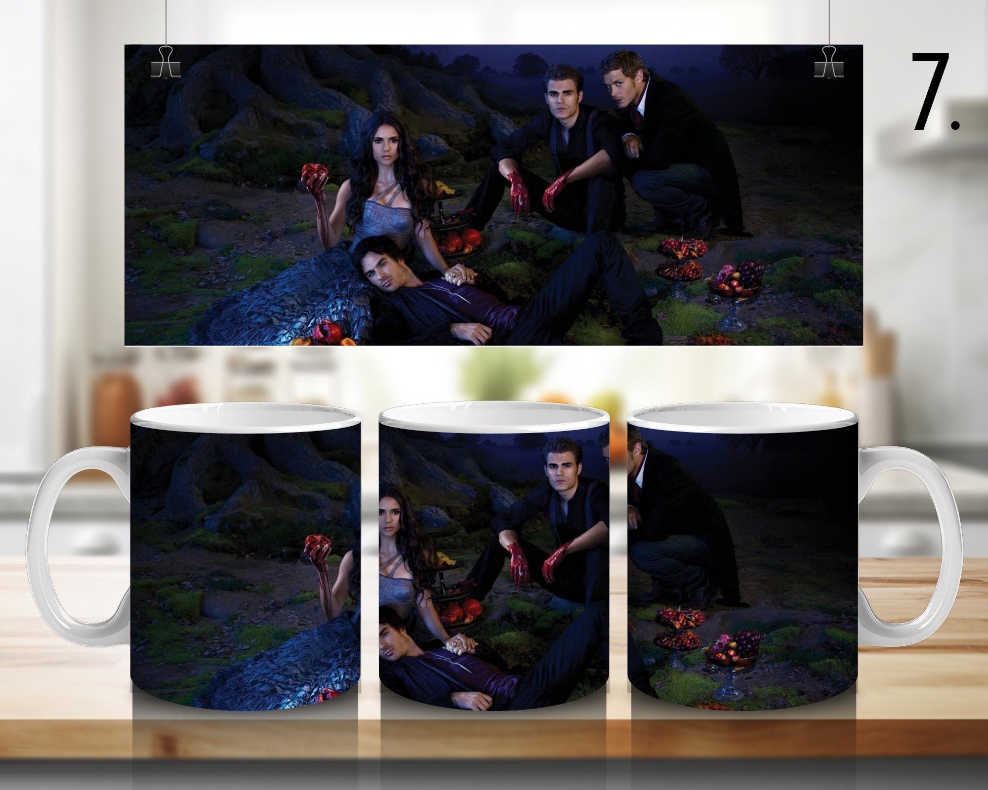 The Vampire Diaries, Damon Salvator, Stefan, Bonnie Bennett, Caroline Forbes, Elena Gilbert, Tyler | 100% CERAMIC MUG, 11Oz = 330ml