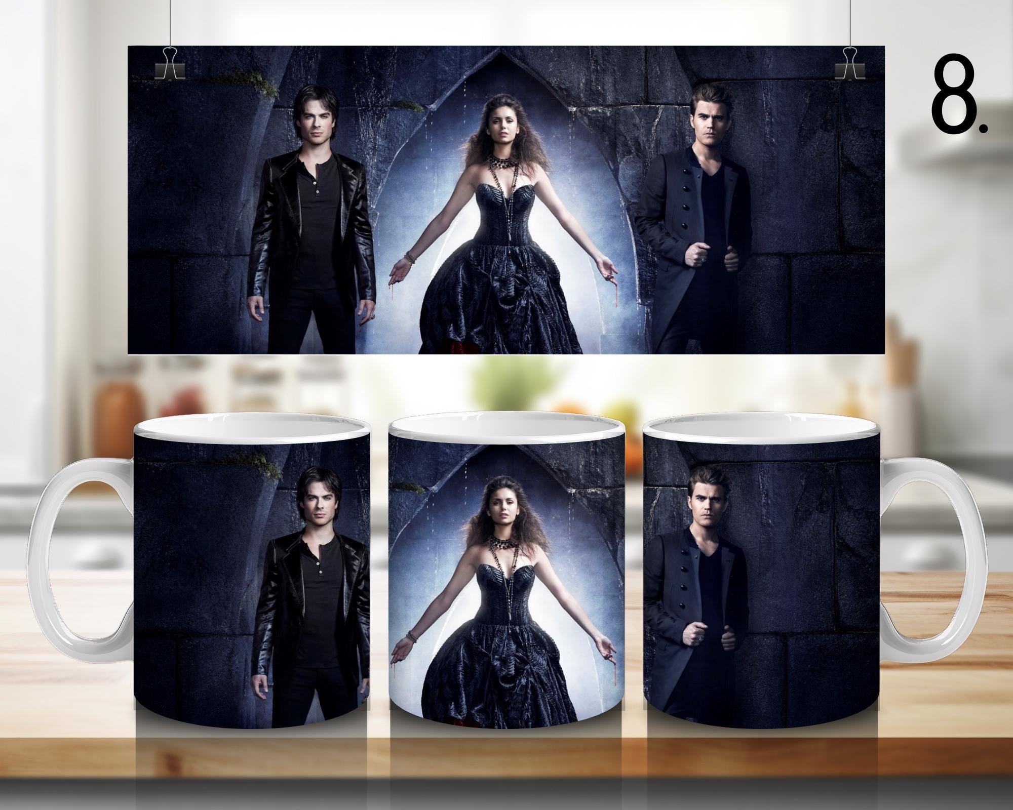 The Vampire Diaries, Damon Salvator, Stefan, Bonnie Bennett, Caroline Forbes, Elena Gilbert, Tyler | 100% CERAMIC MUG, 11Oz = 330ml