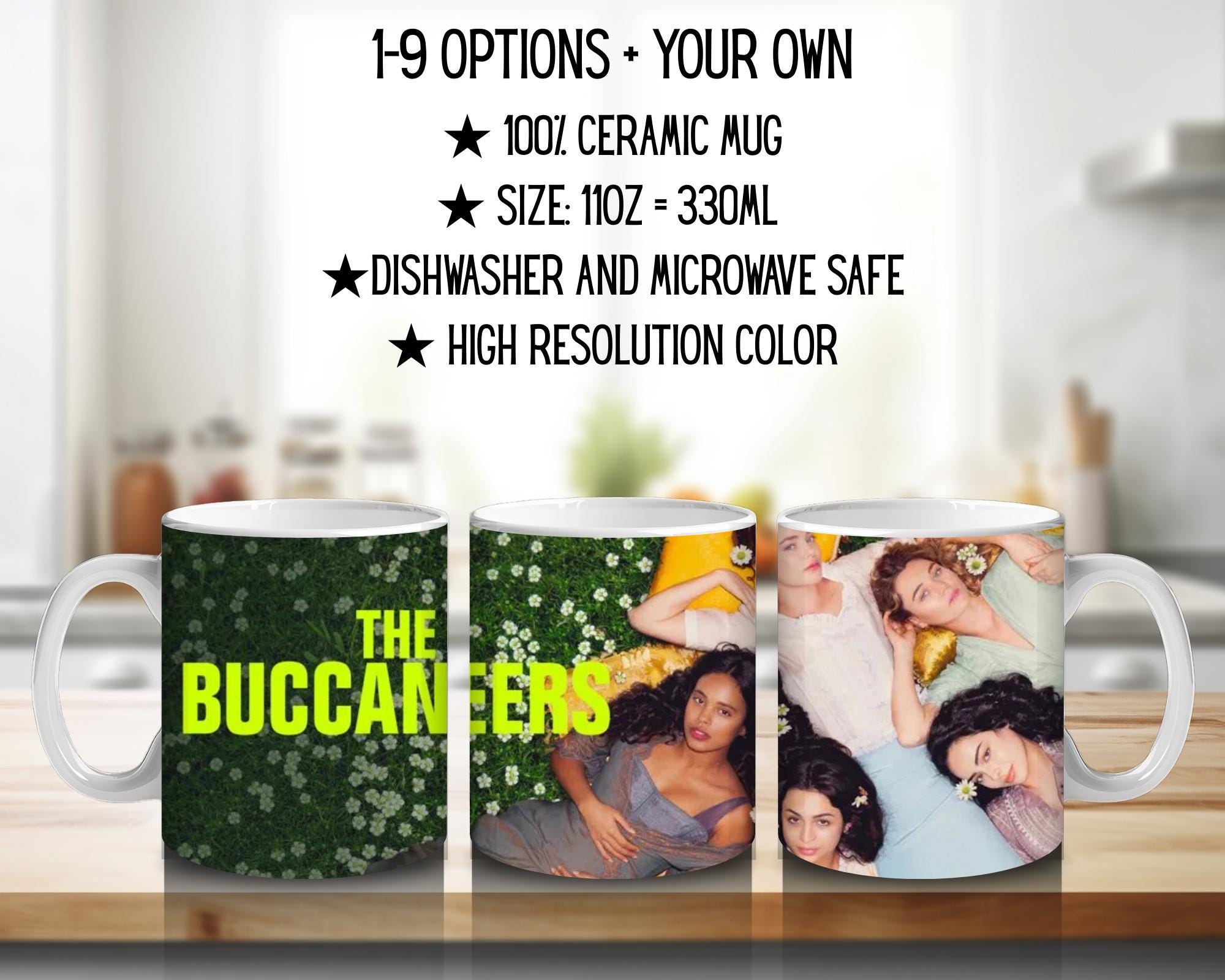 The Buccaneers, Nan St. George, Conchitta Closson, Guy Thwarte, Richard Marable, James Seadown, Theo | 100% CERAMIC MUG, 11Oz = 330ml