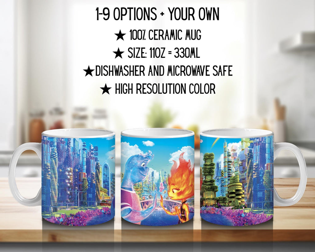 Elemental, Disney Pack, Ember Lumen, Gale, Lake | 100% CERAMIC MUG, 11Oz = 330ml