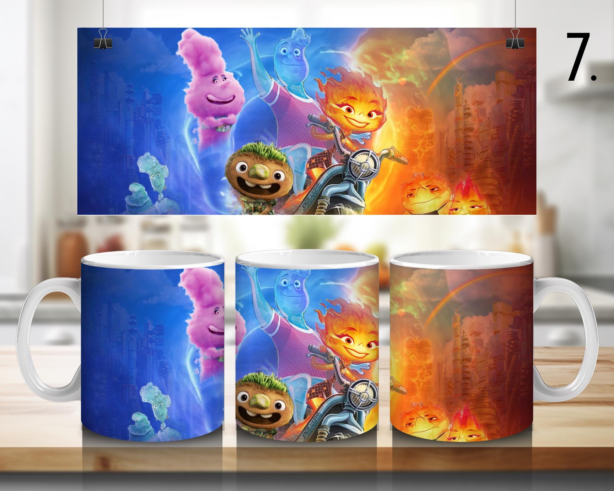 Elemental, Disney Pack, Ember Lumen, Gale, Lake | 100% CERAMIC MUG, 11Oz = 330ml