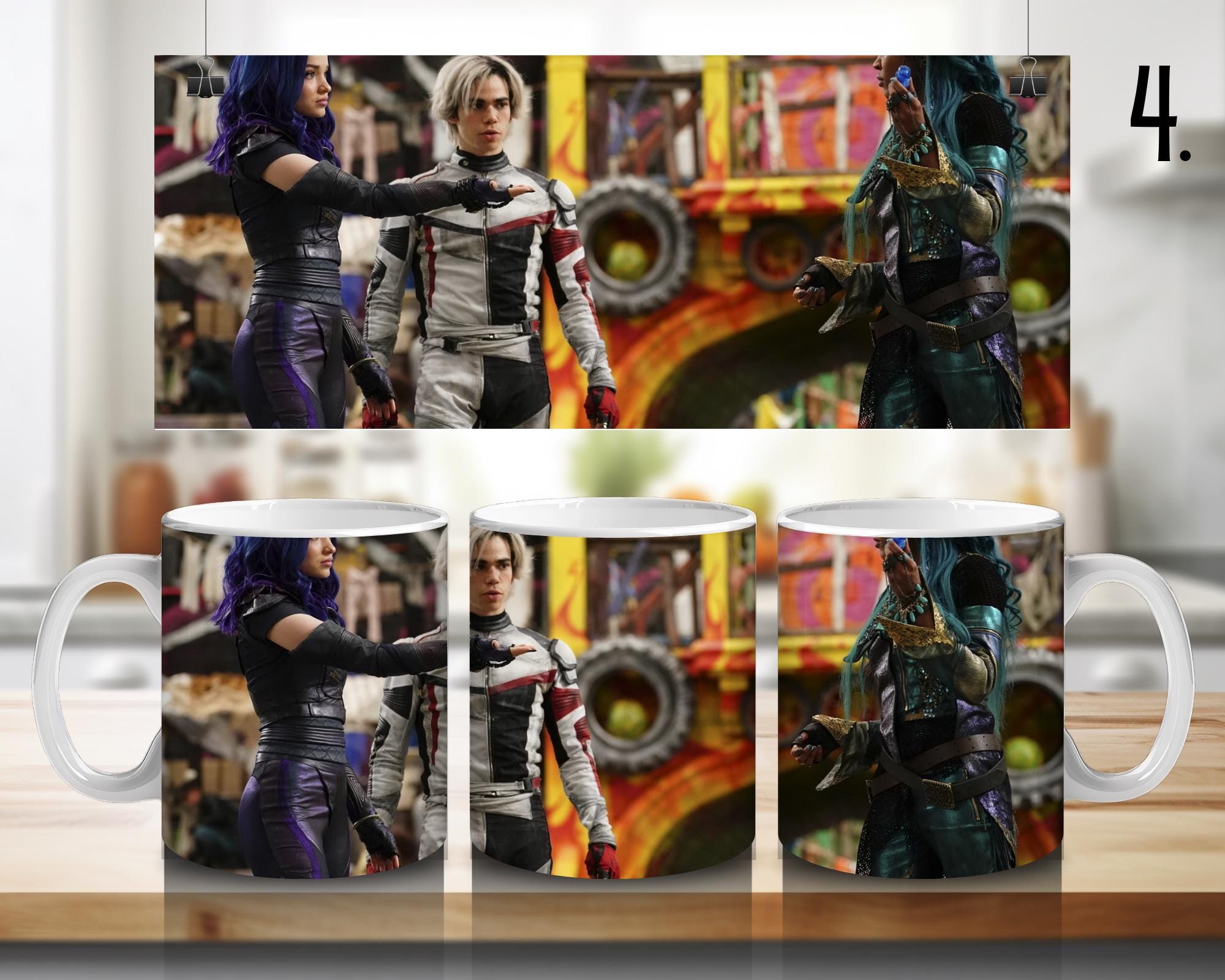 Disney Descendants, Mal and Ben, Evie, Jay, Carlos, Uma, Audrey, Dove Cameron, Sofia Carson, Mitchell Hope | 100% CERAMIC MUG, 11Oz = 330ml