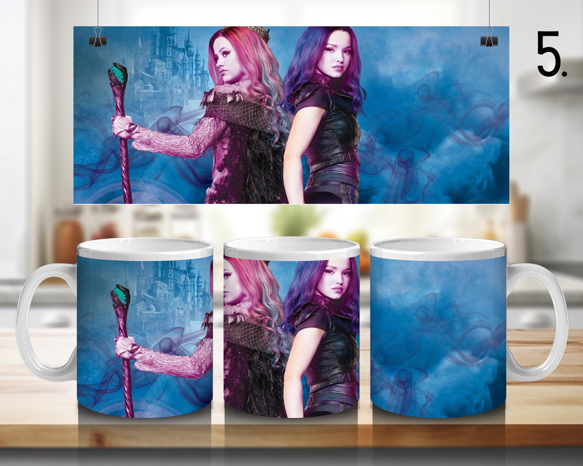 Disney Descendants, Mal and Ben, Evie, Jay, Carlos, Uma, Audrey, Dove Cameron, Sofia Carson, Mitchell Hope | 100% CERAMIC MUG, 11Oz = 330ml