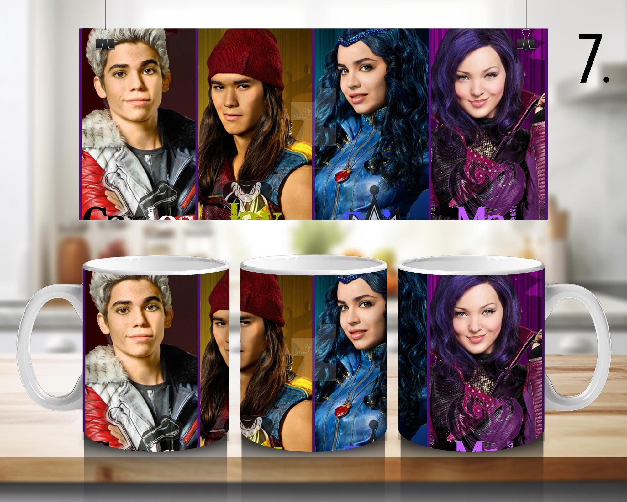 Disney Descendants, Mal and Ben, Evie, Jay, Carlos, Uma, Audrey, Dove Cameron, Sofia Carson, Mitchell Hope | 100% CERAMIC MUG, 11Oz = 330ml