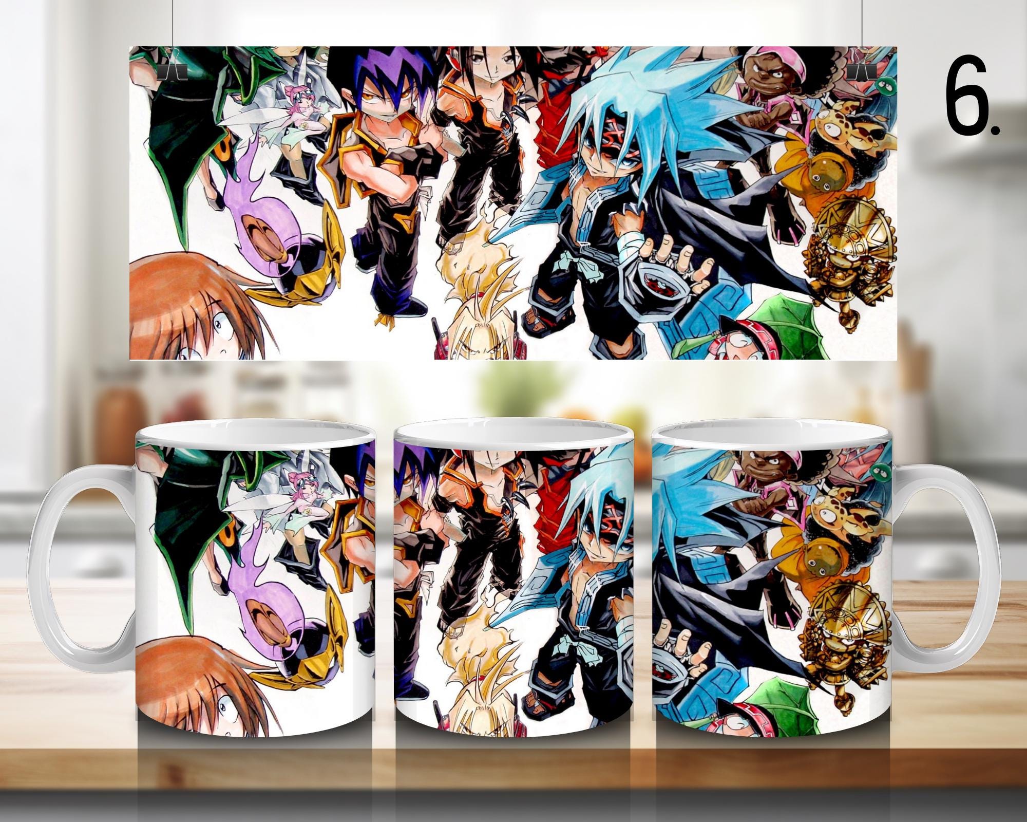 Shaman King, Asakura Yoh, Asakura Anna, Usui Horokeu, Tao Ren, Tao Jeanne, Amidamaru, Manta Oyamada | 100% CERAMIC MUG, 11Oz = 330ml