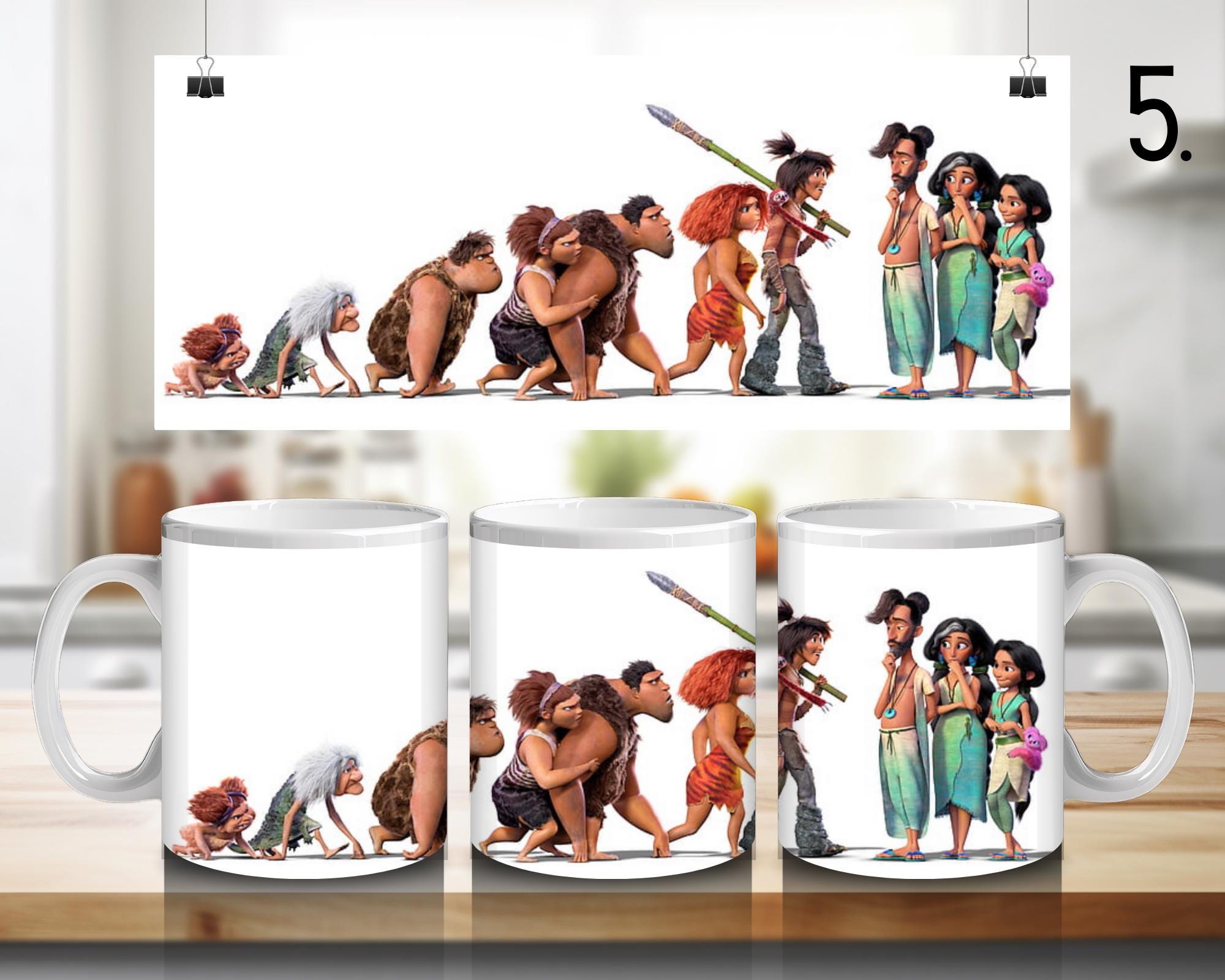 The Croods, Grug, Eep, Guy, Ugga, Thunk, Belt, Sandy, Disney | 100% CERAMIC MUG, 11Oz = 330ml