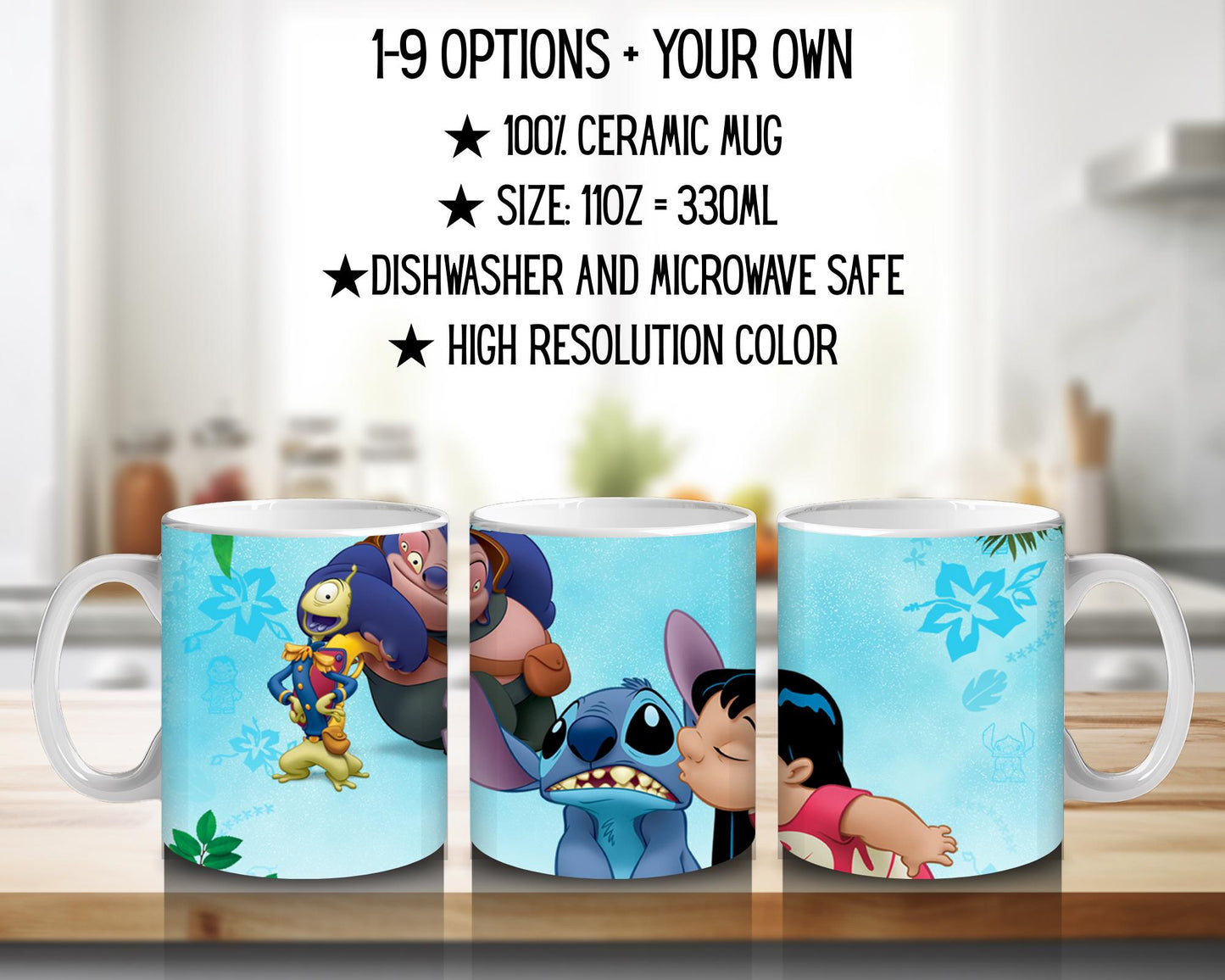 Kubek ceramiczny Lilo i Stitch / Lilo & Stitch – Ohana, Stitch i Angel