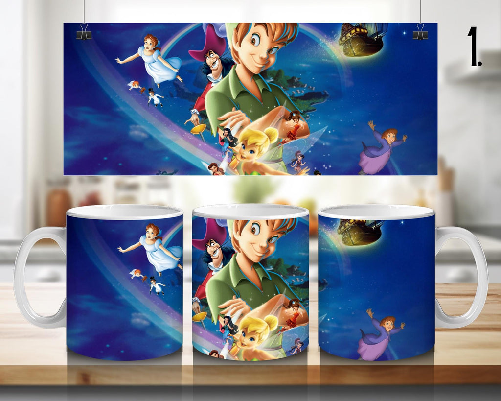 Peter Pan, Disney, Tinker Bell, Wendy Moira Angela Darling, Captain Hook, Mr. Smee, Never Land | 100% CERAMIC MUG, 11Oz = 330ml