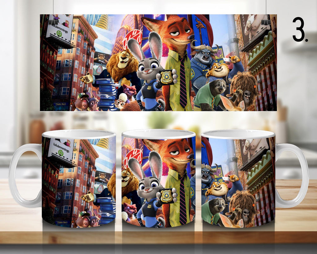 Zootopia, Judy Hopps, Nick Bajer, Bellwether, Clawhauser, Bonnie Hopps, Disney | 100% CERAMIC MUG, 11Oz = 330ml