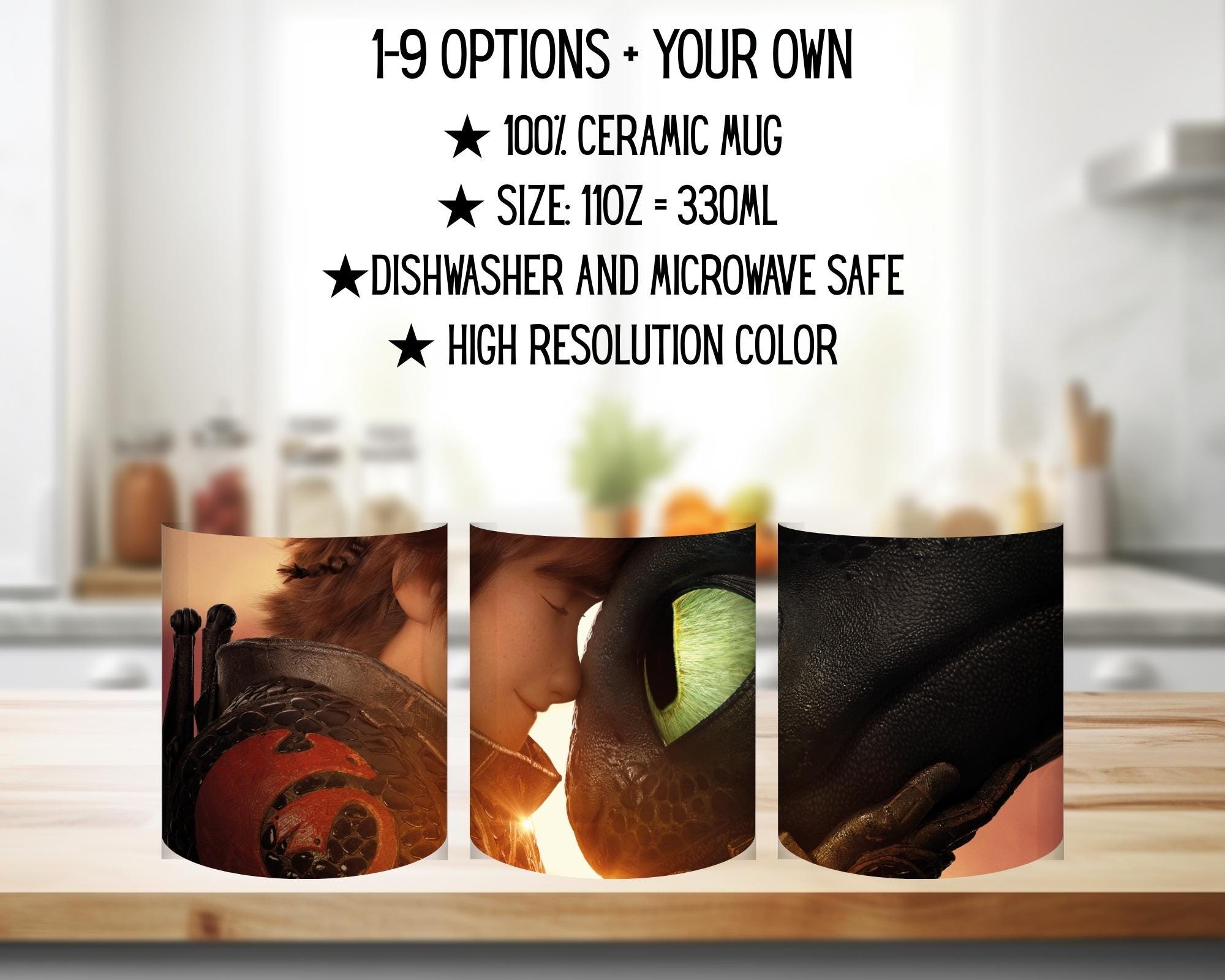 How to Train Your Dragon, Toothless, Hiccup, Astrid, Fishlegs, Ruffnus, Tuffnut, Snotlout, Stoick, Stormfly | 100% CERAMIC MUG, 11Oz = 330ml