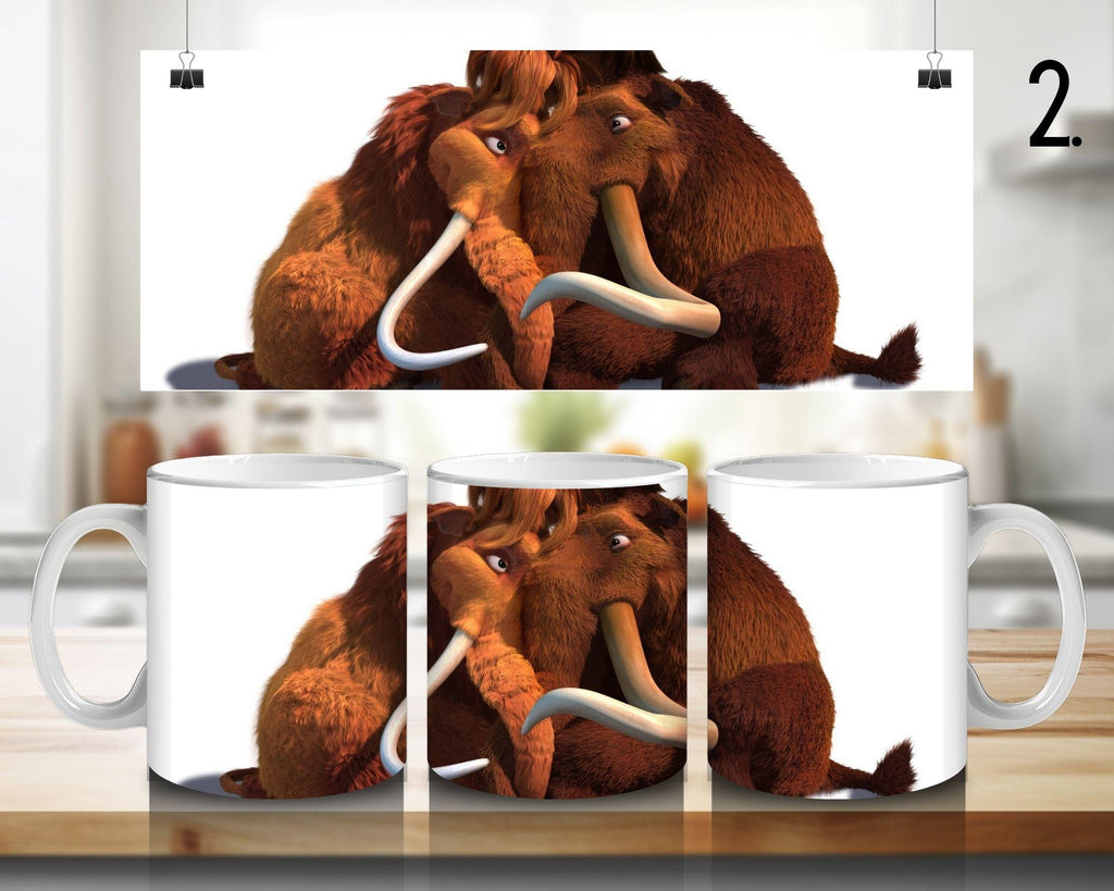 Ice Age, Disney Pack, Manfred "Manny", Sidney "Sid", Diego, Ellie, Crash and Eddie, Peaches | 100% CERAMIC MUG, 11Oz = 330ml