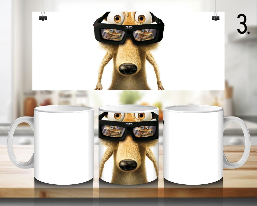 Ice Age, Disney Pack, Manfred "Manny", Sidney "Sid", Diego, Ellie, Crash and Eddie, Peaches | 100% CERAMIC MUG, 11Oz = 330ml