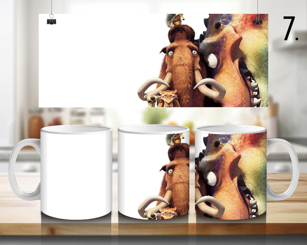 Ice Age, Disney Pack, Manfred "Manny", Sidney "Sid", Diego, Ellie, Crash and Eddie, Peaches | 100% CERAMIC MUG, 11Oz = 330ml