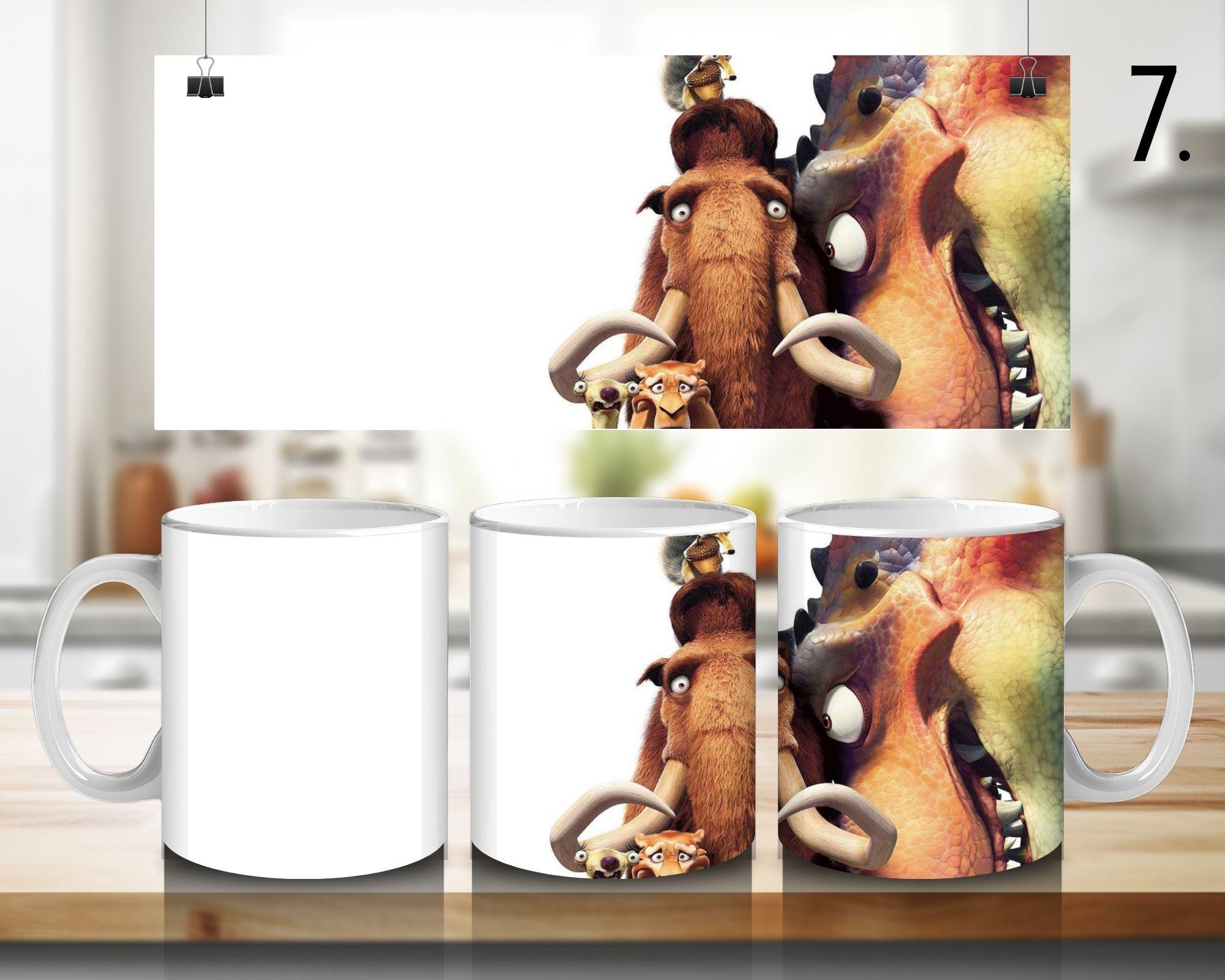 Ice Age, Disney Pack, Manfred "Manny", Sidney "Sid", Diego, Ellie, Crash and Eddie, Peaches | 100% CERAMIC MUG, 11Oz = 330ml