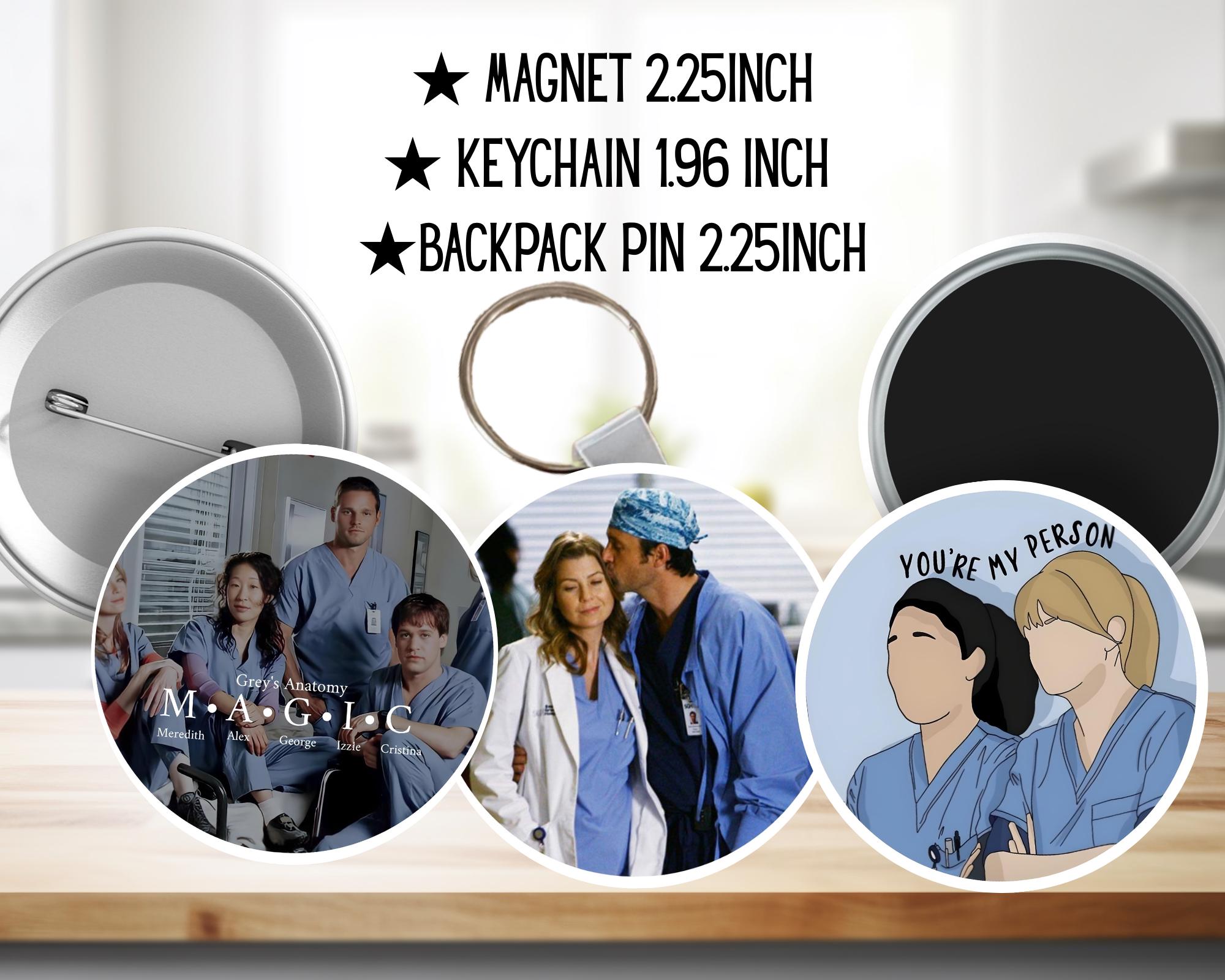 Grey's Anatomy, Meredith Grey, Miranda Bailey, Derek Shepherd, Alex Karev, Cristina Yang , Seattle Greys Hospital | PINS, KEYCHAIN, MAGNET