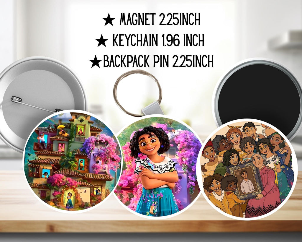Encanto, Disney Pack, Mirabel , Bruno, Félix , Luisa , Julieta | PINS, KEYCHAIN, MAGNET
