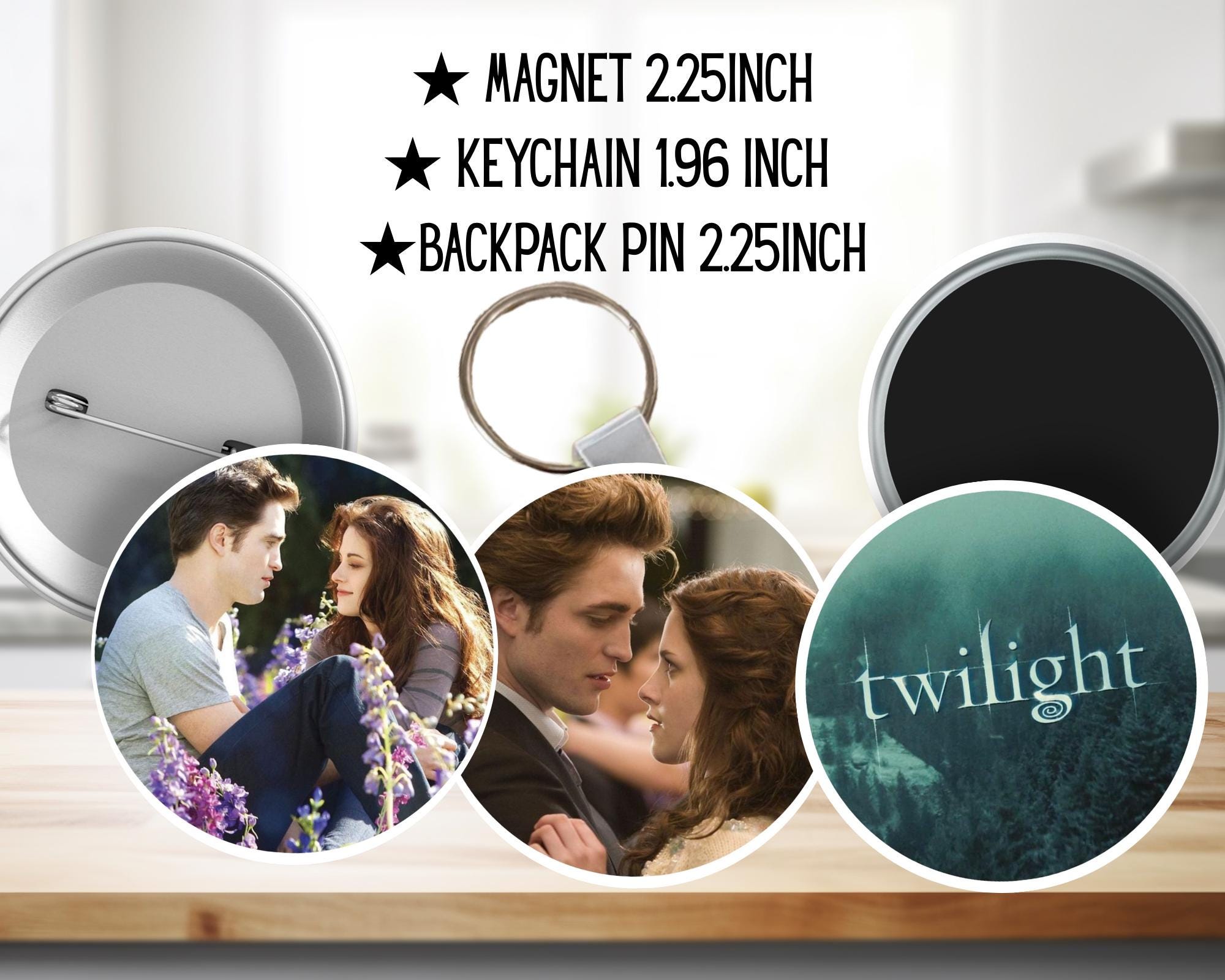 Twilight , Bella Swan, Edward Cullen, Jacob Black, Jasper Hale, Emmett Cullen, Esme Cullen, Rosalie Hale | PINS, KEYCHAIN, MAGNET